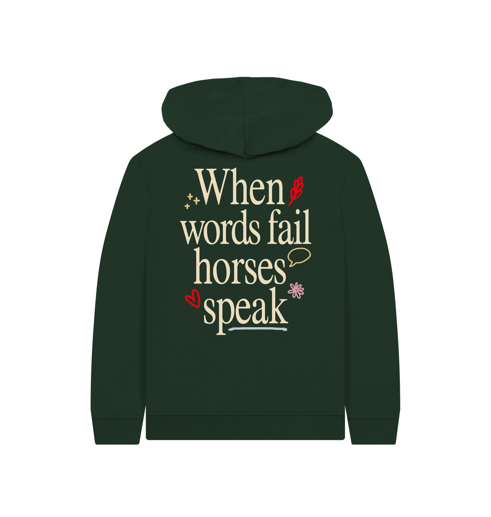 When Words Fail Horses Speak - Green Hoodie (Kids)